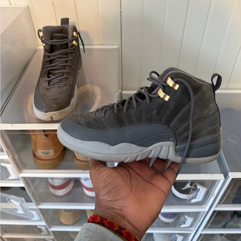 Jordan Dark Gray and Gold High-Top Sneakers